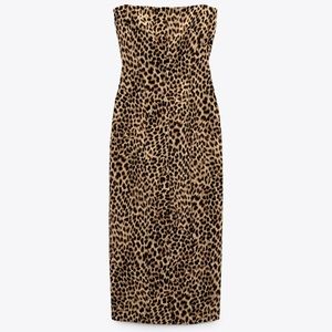 Zara animal print sheath midi dress
